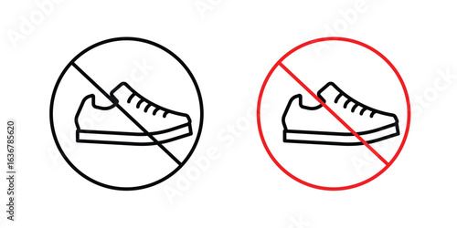 No shoes signs. Illustration of outline icons