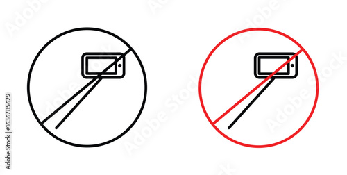 No selfie signs. Illustration of outline icons