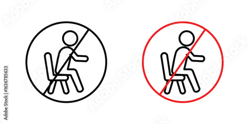 No sitting signs. Illustration of outline icons