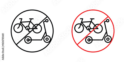 No scooters signs. Illustration of outline icons