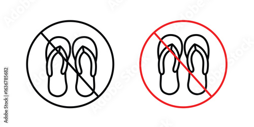No sandals signs. Illustration of outline icons