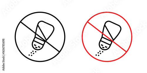 No salt signs. Illustration of outline icons