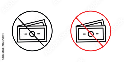 No money signs. Illustration of outline icons
