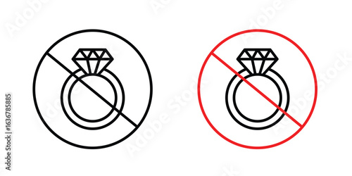 No jewelry signs. Illustration of outline icons