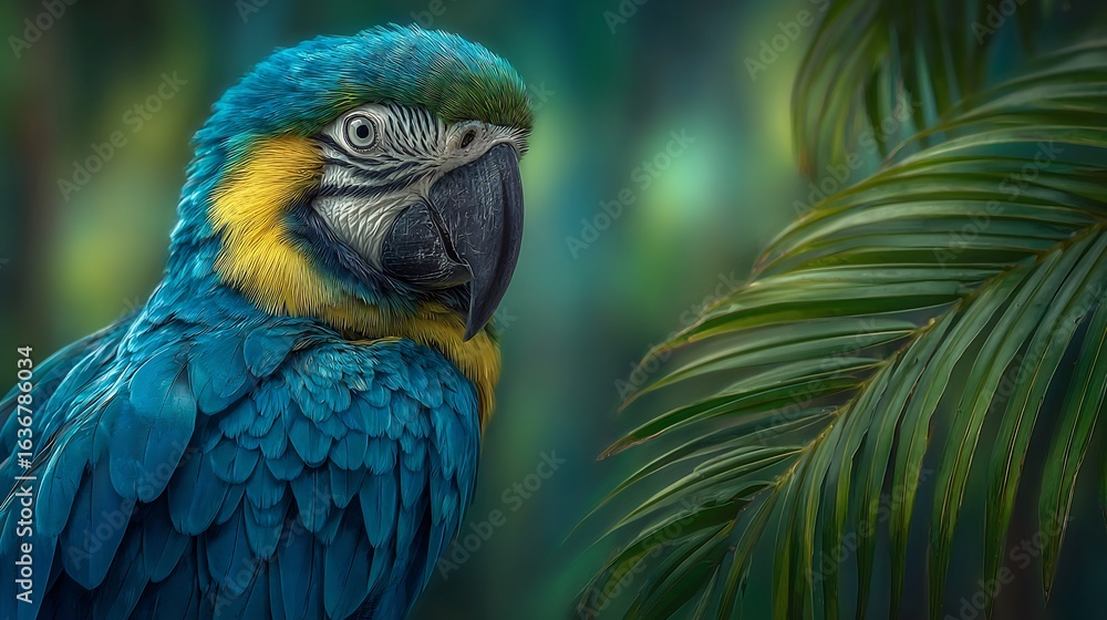 Obraz premium Majestic Blue-and-gold Macaw in Tropical Paradise