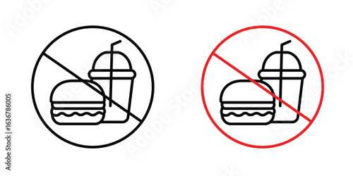 No food allowed signs. Illustration of outline icons