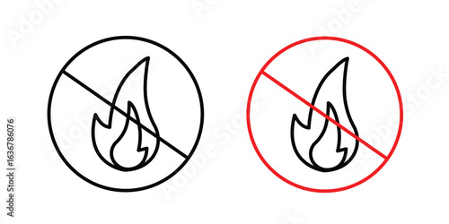 No fire signs. Illustration of outline icons