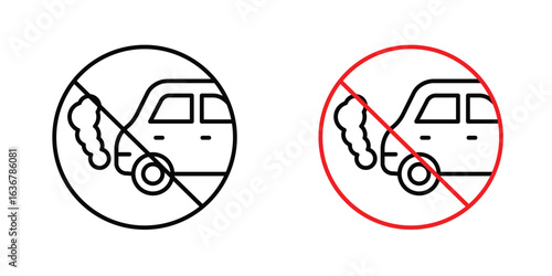 No exhaust gases signs. Illustration of outline icons