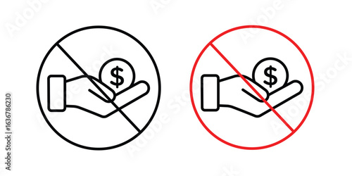No dollar signs. Illustration of outline icons