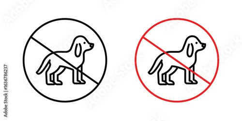 No dogs allowed signs. Illustration of outline icons