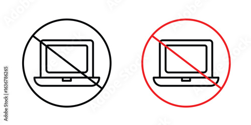 No computer signs. Illustration of outline icons