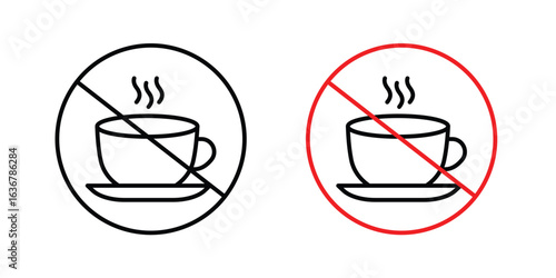 No coffee cup signs. Illustration of outline icons