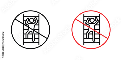 No climbing allowed signs. Illustration of outline icons