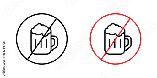 No alcohol sign pack. vector glyph flat icons