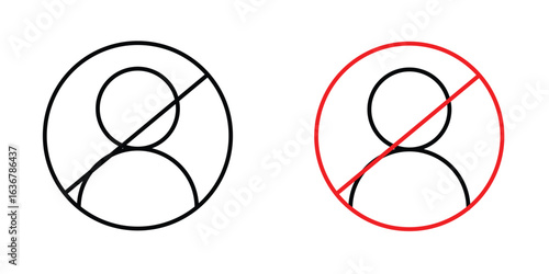 No account signs. Illustration of outline icons