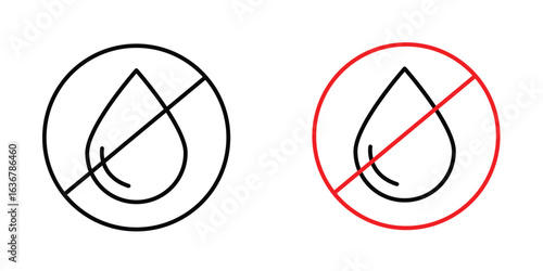 No Water drop signs. Illustration of outline icons