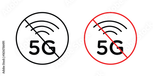 NoG signal signs. Illustration of outline icons
