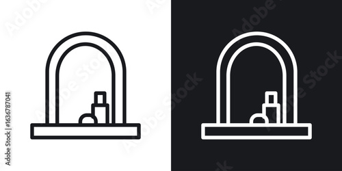Makeup mirror icons. Illustration of outline icons