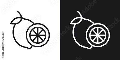 Lemon icons. Illustration of outline icons