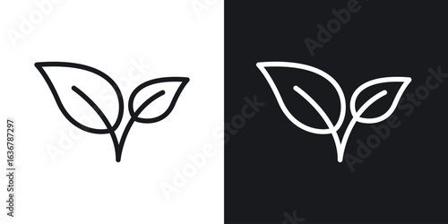 Leafs icons. Illustration of outline icons