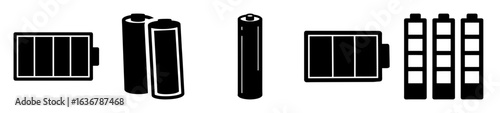 Illustrative Line Art of Various Battery Types and Cell Configurations
