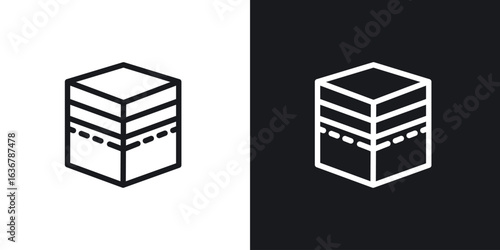 Kaaba icons. Illustration of outline icons