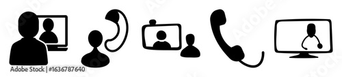 Icons depicting various forms of telehealth and virtual communication technologies