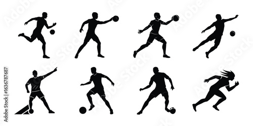 Wallpaper Mural Vector art of set of athletic silhouettes in motion isolated on white background Torontodigital.ca