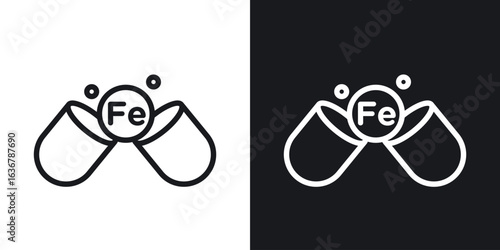 Iron capsule icons. Illustration of outline icons