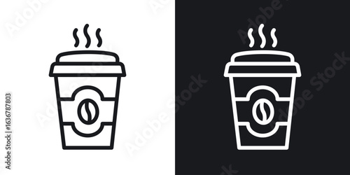 Hot coffee cup icons. Illustration of outline icons