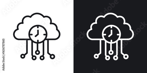 High server uptime icons. Illustration of outline icons