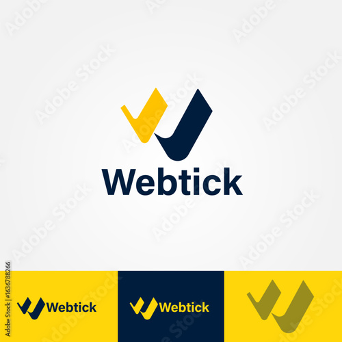 W letter tickmark logo design vector