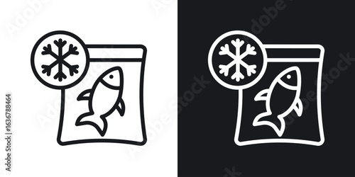 Frozen food icons. Illustration of outline icons