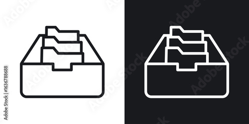 Folder box icons. Illustration of outline icons
