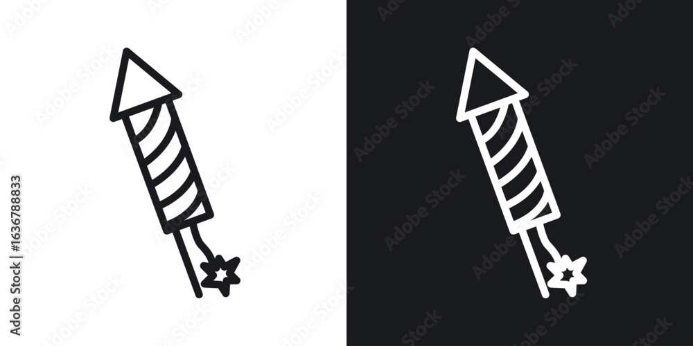 Fototapeta premium Fireworks rocket signs. Illustration of outline icons