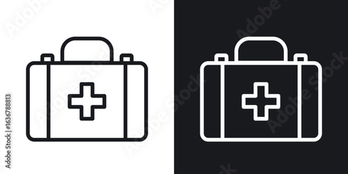First aid box icons. Illustration of outline icons