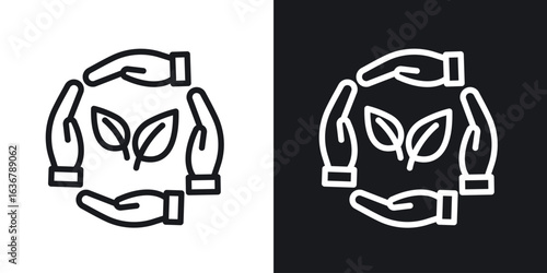 Environment protection icons. Illustration of outline icons