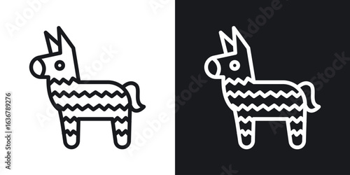 Donkey pinata icons. Illustration of outline icons