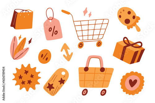 Retail Icons: A curated collection of whimsical, hand-drawn illustrations celebrating the art of retail. Perfect for visual stories of shopping.