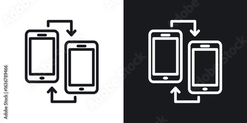 Data transfer icons. Illustration of outline icons