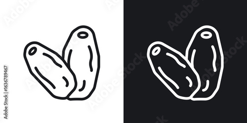 Date fruit icons. Illustration of outline icons