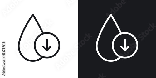 Crude oil barrel price falling down icons. Illustration of outline icons