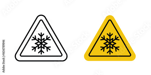 Cold warning signs. Illustration of outline icons