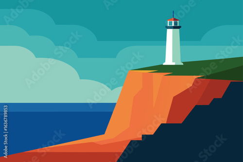 a coastal cliff with a lighthouse standing tall in