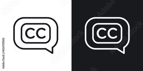 Closed caption icons. Illustration of outline icons