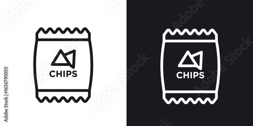 Chips icons. Illustration of outline icons