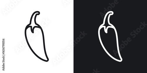 Chilli icons. Illustration of outline icons