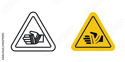 Chemical burns hazard signs. Illustration of outline icons
