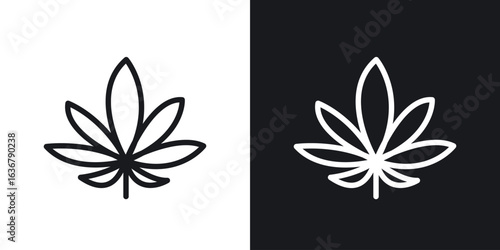 Cannabis leaf icons. Illustration of outline icons