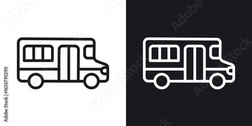Bus coach icons. Illustration of outline icons